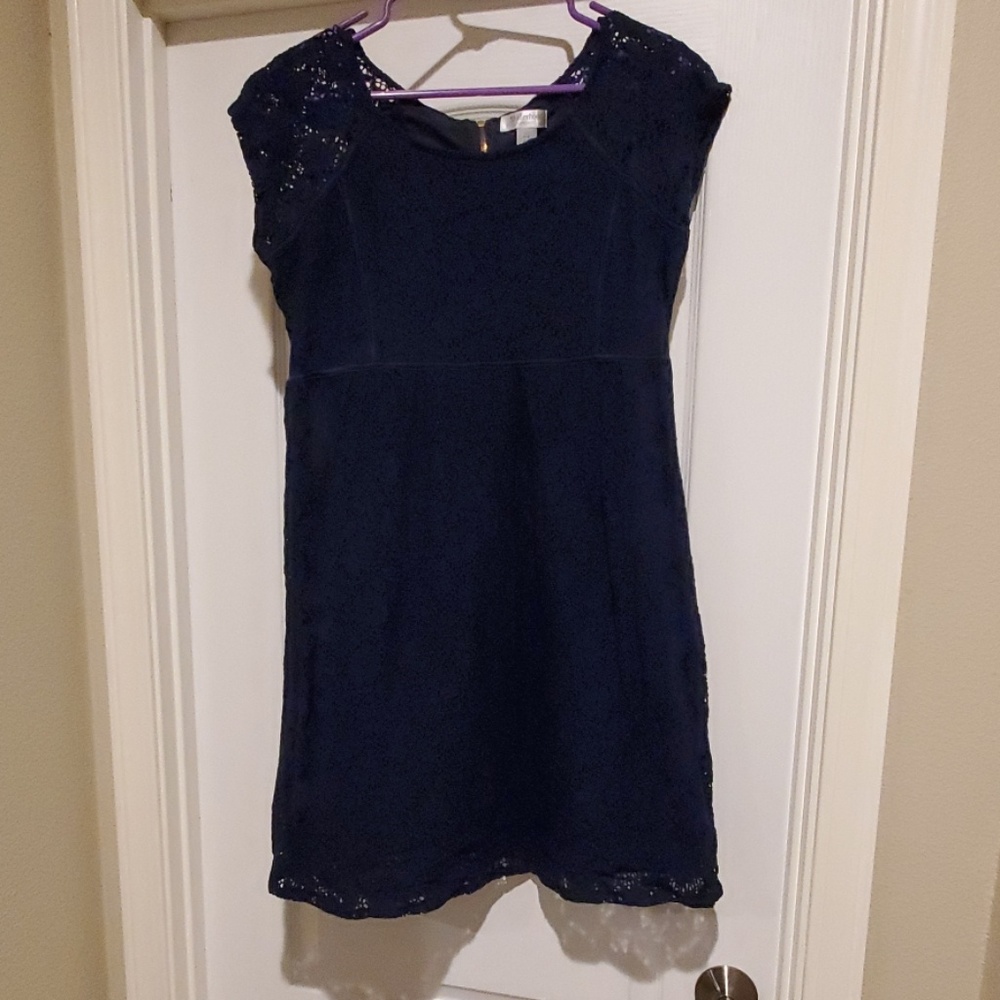 Navy Crochet Lace Maternity Dress
